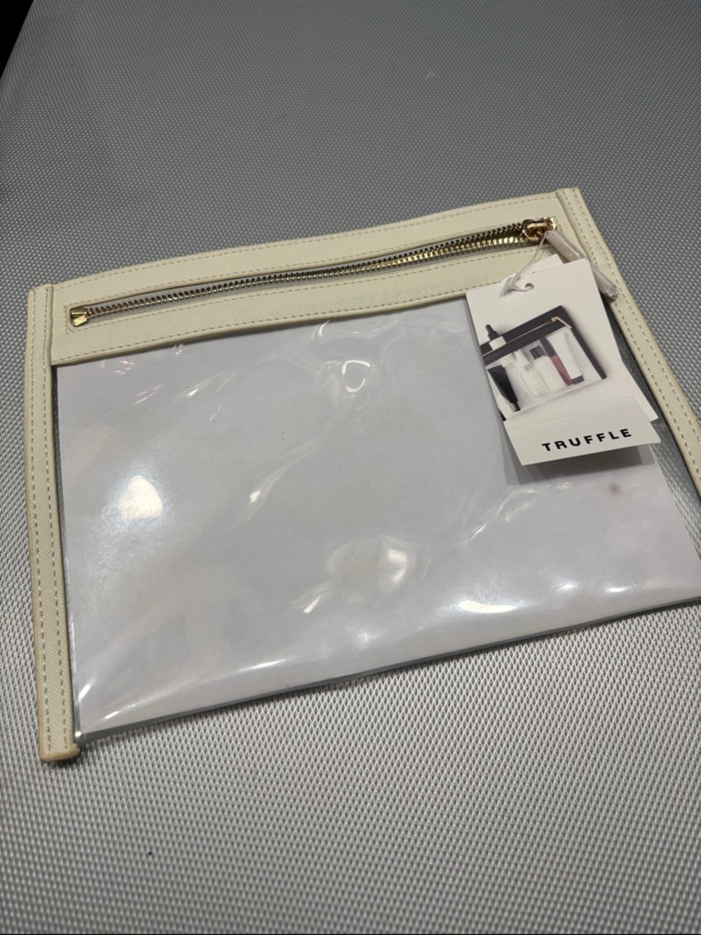 Truffle Clear Cosmetic Pouch with Cream Trim